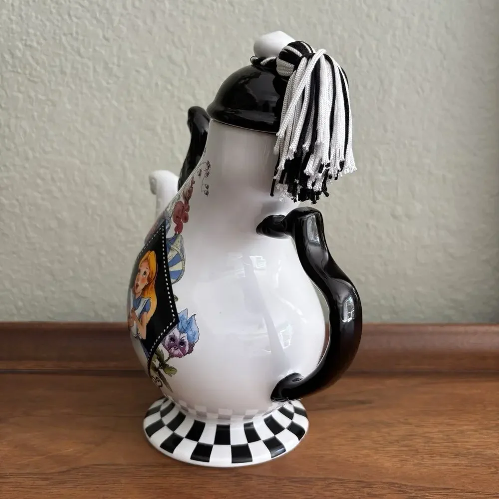 Alice in Wonderland Novelty Glazed Ceramic Teapot w/ Lid, Alice & Mad Hatter